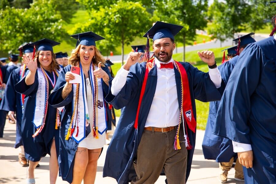 Shenandoah graduates celebrate as they process to University Commencement.