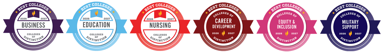 2026-27 Colleges of Distinction awards for Business, Education, Nursing programs and Career Development, Equity & Inclusion and Military Support