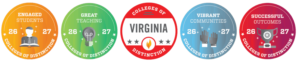 Logos for Shenandoah's Colleges of Distinction recognition.