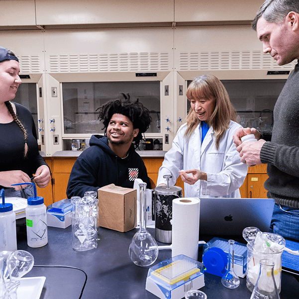 Student and faculty members work together. SU has over 200+ areas of study.
