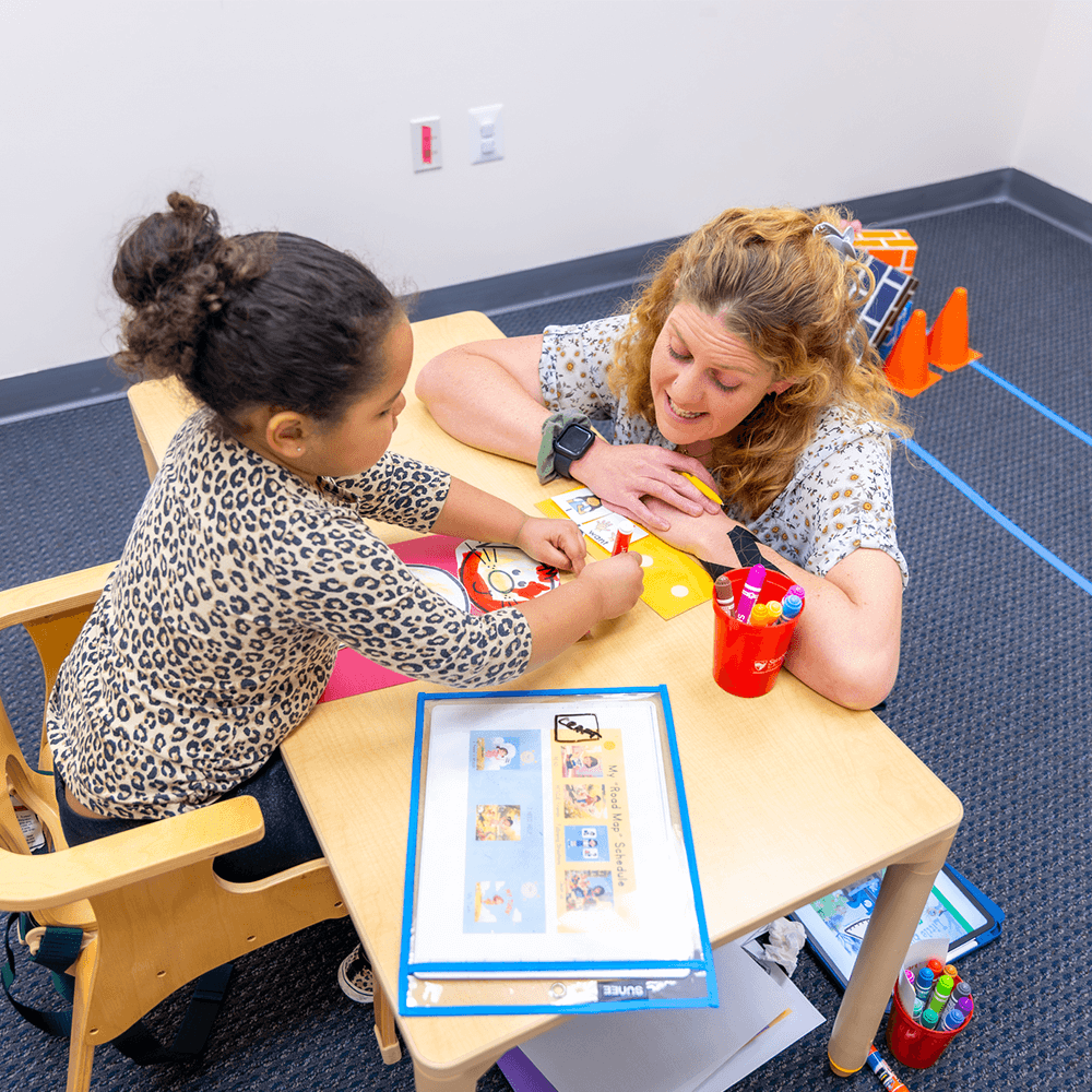 A child getting speech language pathology