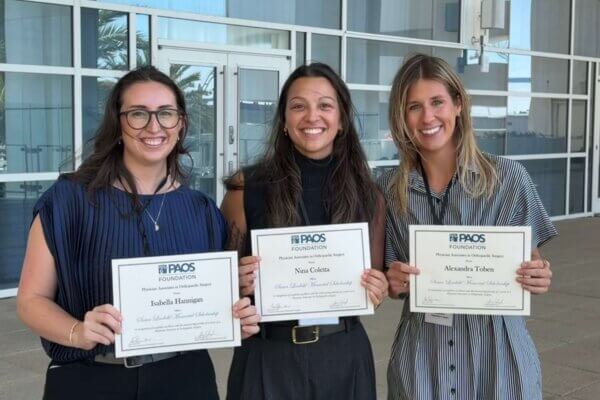 Shenandoah University Physician Assistant Studies Program student Alexandra Toben at far right, with a PAOS Foundation Scholarship.
